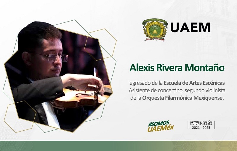Alexis Rivera, egresado de la UAEM, fue elegido como asistente de concertino de la Orquesta Filarmónica Mexiquense