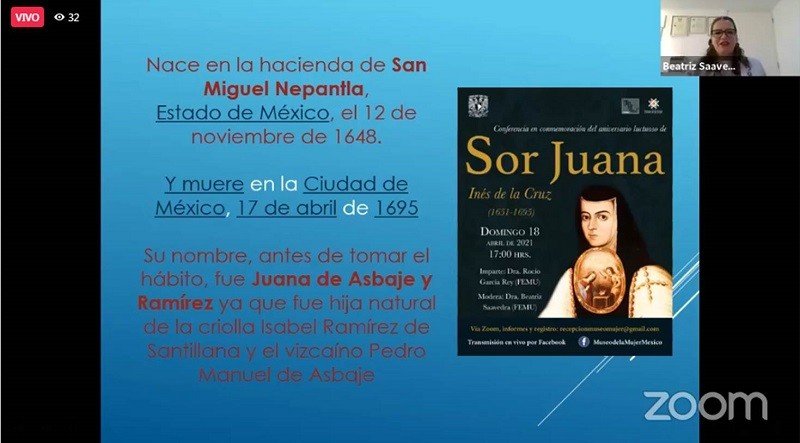 Exponen en Cultura, Turismo y Deporte en un Click 3.0, la Vida y Pensamiento de Sor Juana Inés de la Cruz