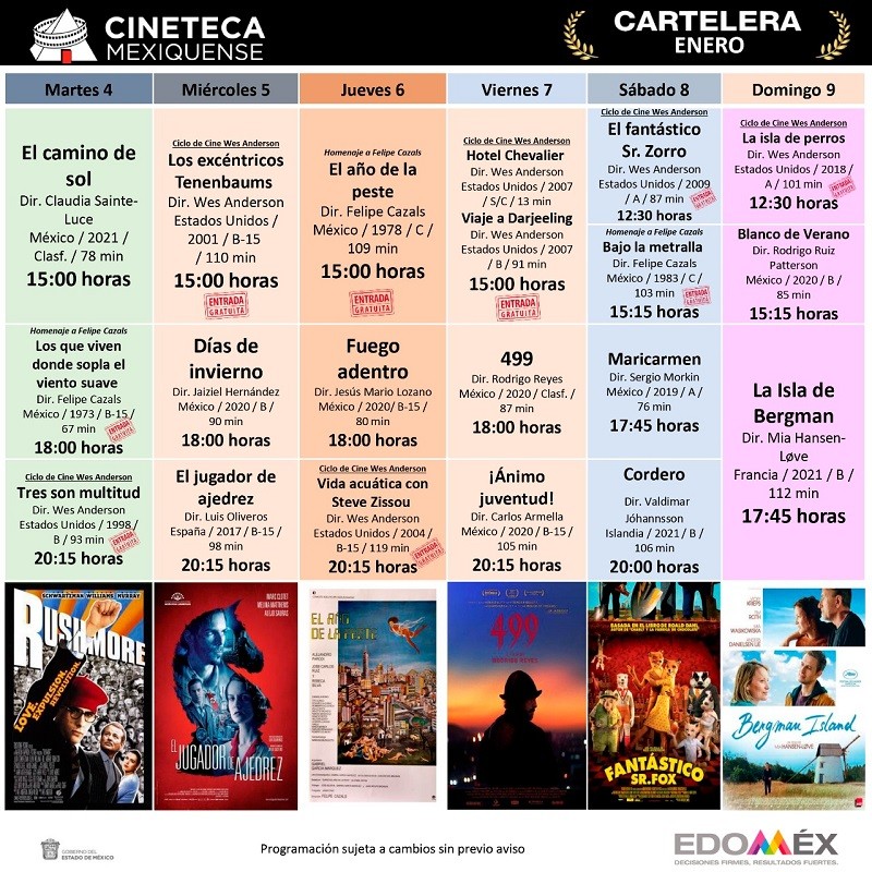 Presenta Cineteca Mexiquense Primera Cartelera del Año, Incluye Cintas de Acceso Gratuito
