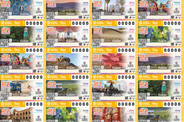 Siete Pueblos Mágicos de Coahuila se proyectan como destinos turísticos en billetes de lotería