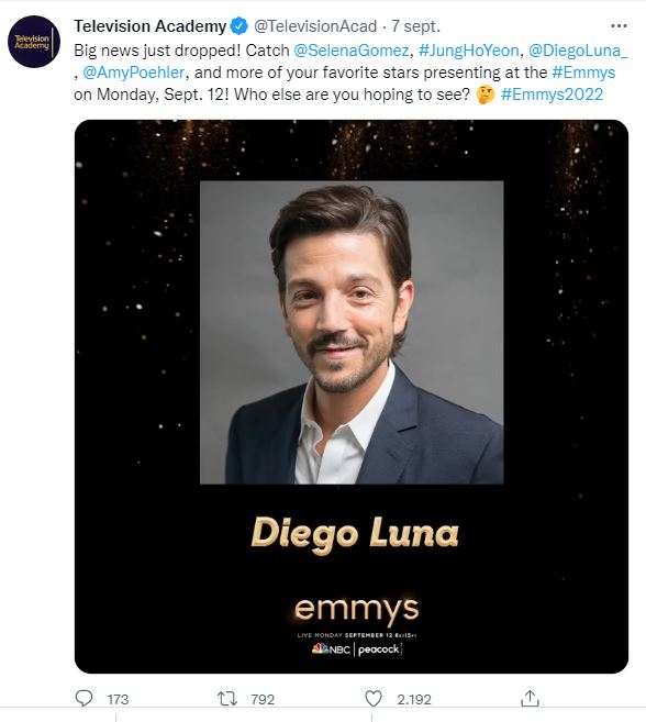 Diego Luna y Selena Gómez serán presentadores en los Premios Emmy 2022